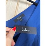 Lulus NWT  Ravishing Charm Dark Blue Ruffled Wrap High-Low Maxi Dress Wedding M Photo 5