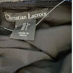 Christian LaCroix  Black Beige Palm Frond Leaf Satin Halter Dress size S NEW Tags Photo 4