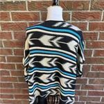 POL Black/White/Blue Open Poncho Sweater Sz S LN Photo 2