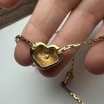 Swavorski Swarovski Crystal Signed Pave Heart Gold Tone Clear Necklace 16 3/4 Inch Photo 2