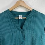 Jacqueline Riu Blouse Striped‎ Button Down Long Sleeve Teal Green Medium Photo 6
