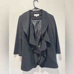 Calvin Klein ruffle, lapel Black and White Checkered coat w sz 8 Photo 5