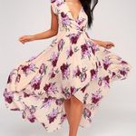 Lulu’s French Countryside Blush Floral Print High Low Hem Midi Dress Size S Purple Photo 0