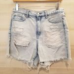 American Eagle {4}  Mom Short Denim Jean Distressed Destroyed Ripped Photo 0