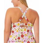 California Waves Floral Print Tankini Swim Top, Plus Size 16/18 NEW w/Tag Pink Photo 2