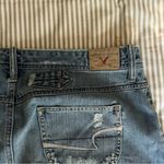 American Eagle  Y2K 2000s Distressed Patchwork Denim Mini Skirt Low Rise Photo 3
