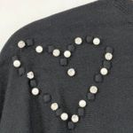 LIV Milano Sweater Large Embellished Valentines Hearts Romantic Dolman Parisian Black Photo 2
