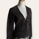 Rampage Y2K Vintage Western Boho Cowboy Dark Brown Fringe Leather Jacket Photo 3