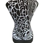 Iz Byer  California Animal-Print Surplice Top, Black/White, Size S, Made in USA Photo 2
