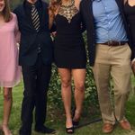 B Darlin  Classic Black Dress with gold Accent Photo 5