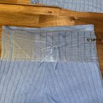 Boohoo Sky Blue Knit Sweater pajama set one shoulder top & shorts small ribbed Photo 5