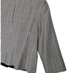 Talbots Womens Size 14 Blazer Hidden Buttons Square Print Lined Black Photo 6