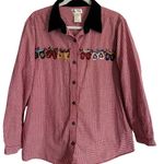 Bobbie Brooks Red Gold Checkered Plaid Mitten Holiday Blouse 18W/20W 2X Velvet C Photo 9