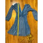 Everlane Ever New Melbourne Women’s 4 Madison Pleated Plisse Blue Sparkle Mini Dress Photo 3