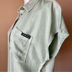 Calvin Klein JEANS | Sage Green Boxy Fit Button Down Blouse Sz S Photo 3