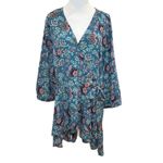 Torrid ‎ Teal Floral Georgette Wrap Tunic Blouse Dress Size 3 3X 22/24 Plus Size Photo 1