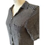 esby Julie Striped Cotton Button Down in Black & White Size XS X Photo 2