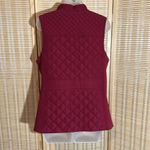 J.Jill Burgundy Red Zip Front Heavy Quilted Puffer Vest Button Pockets Medium Photo 8