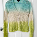 Cynthia Rowley Ombre Lacey Open Knit V-Neck Cardigan Sweater Dip Dye Size M Photo 0