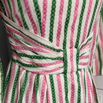 Handmade Vintage 1950s  Striped Pink Green Dress 3/4 Sleeve size 6 Photo 1