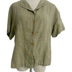 Flax  Size Medium  Top Blouse Button Down Linen Short Sleeve Boho Lagenlook Photo 0