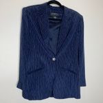 Silk Liz Claiborne Blue Pinstripe Suit Pants Blazer Sz 6 Photo 12