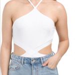 ZARA White Cut Out Halter Ribbed Bodysuit Photo 1