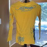 Ed Hardy Y2K  by Christian Audigier Long Yellow T Shirt Size Small Photo 10