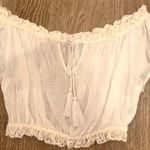 12th Tribe White Off the Shoulder TieFront Crop Photo 0