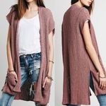Free People  | Mauve Pink Wrap Cardigan Sleeveless Vest Sloppy Pocket | Small Photo 1