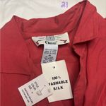Orvis  100% Silk Shirt Dress Size Medium Red Collared Button Up Knee Length New Photo 4