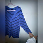 Talbots women's Blue V-Neck Chevron Stripe Cotton Blend Pullover Sweater Size XL Photo 2