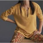 Anthropologie Pilcro by  Large Distressed Long Sleeve Split Hem Tunic Top Gold Photo 0