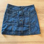 Free People  Blue Cord a Little Closer Denim Jean Button Down Mini Skirt Size 4 Photo 1