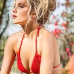 Boutique 1631 Clearance red braided halter bikini Photo 0