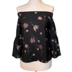 Lost + Wander ‎ Black Fleur Floral Off The Shoulder Bell Sleeve Top Size S Photo 5