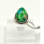 Peacock Green Blue Dahlia Sterling Silver Ring Size 6 Photo 2
