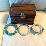 5 piece JEWELRY bundle with wooden box keepsake box Green Photo 2
