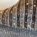 Merona Comfy Sweater Gray Sequin Collar Plunge Neck Roomy Womens Medium Photo 6