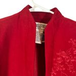 Jessica Howard  Red Embroidered Floral Opened Front Blazer Jacket Women Sz 12P Photo 4