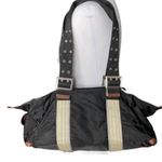 Mini Apres Midi De Chien Un Après-Midi De Chien Stylish Black Nylon Medium Tote with Adjustable Striped Straps Photo 0