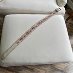 White Leather Embroidered Woven Floral Boho Belt Hippie Y2K Photo 3