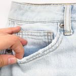 American Eagle Womens 4 Denim Mini Skirt Light Wash Distressed Hem Button Fly Photo 6