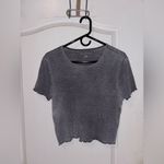 American Eagle Outfitters Gray Fitted Crop Tee Photo 3