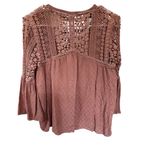 Lovestitch  Crochet Lace Pink Top Photo 2