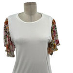 Generation Love  White Jersey Modal Tee‎ Floral Sleeves Size XS Photo 1