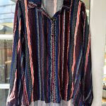 Vintage‎ Artsy Abstract Big Dart Women’s Blouse Shirt Colorful Funky Size XXL Red Photo 0