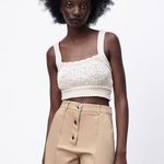 ZARA NWT HIGH-WAIST BERMUDAS Shorts WITH BUTTONS BEIGE SMALL Photo 0