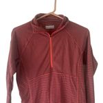 Columbia Women's Size Medium Pink Grey Striped Half Zip Sweater Photo 1