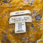 Rachel Zoe  Golden Yellow Floral Button Down 100% Linen Short Sleeve Top Size XS Photo 7